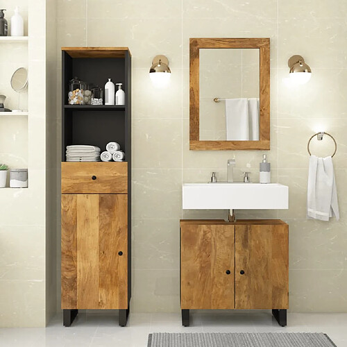 ComfortXL Ensemble De Meubles De Salle De Bain 3 Pièces Bois Manguier Massif