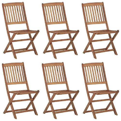 Maison Chic Lot de 6 Chaises pliables de jardin avec coussins - Fauteuil d'extérieur Bois d'acacia -MN35745