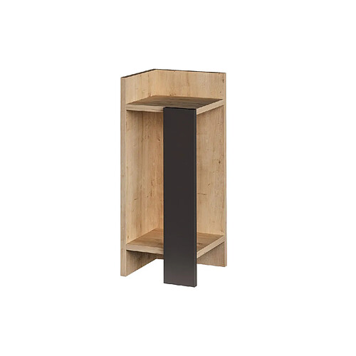 Toilinux Table de chevet Elos gauche 27 cm - Bois naturel et Gris Anthracite