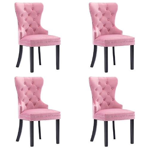 Decoshop26 Lot de 4 chaises de salle à manger cuisine design classique velours rose CDS021921