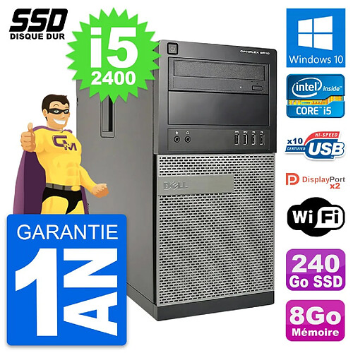 PC Tour Dell OptiPlex 9010 Intel Core i5-2400 RAM 8Go SSD 240Go Windows 10 Wifi · Occasion