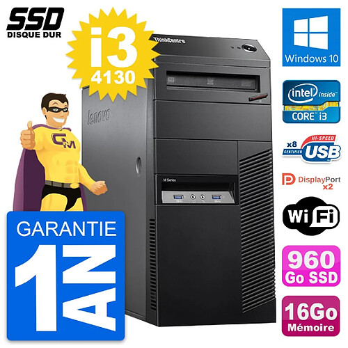 PC Tour Lenovo ThinkCentre M83 Intel i3-4130 RAM 16Go SSD 960Go Windows 10 Wifi · Occasion