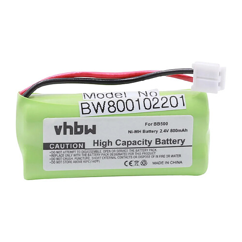 vhbw NiMH Batterie 800mAh (2.4V) combiné téléphonique, téléphone fixe Binatone Big button, Big button combo comme BC102906, 60AAAH2BMJ, T377.