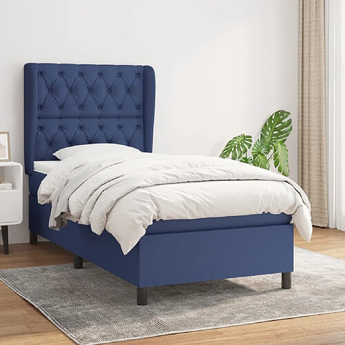 Maison Chic Lit Adulte - Lit simple Lit à sommier tapissier avec matelas moelleux - Meuble de Chambre - Bleu 80x200 cm Tissu -MN80862