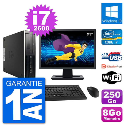 PC HP Compaq Pro 6300 SFF Ecran 27" i7-2600 RAM 8Go Disque 250Go Windows 10 Wifi · Occasion