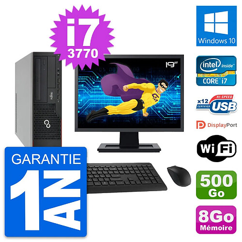 PC Fujitsu E910 DT Ecran 19" Intel i7-3770 RAM 8Go Disque 500Go Windows 10 Wifi · Occasion