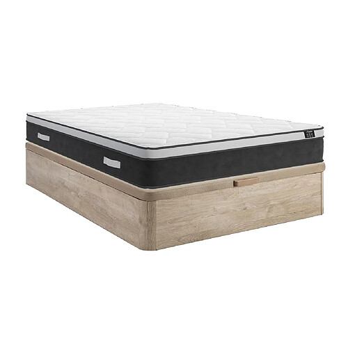 Vente-Unique Ensemble 160 x 200 cm sommier coffre naturel clair + matelas ressorts ensachés et mémoire de forme ép.25cm - ASTRIA Art Collection de YSMÉE