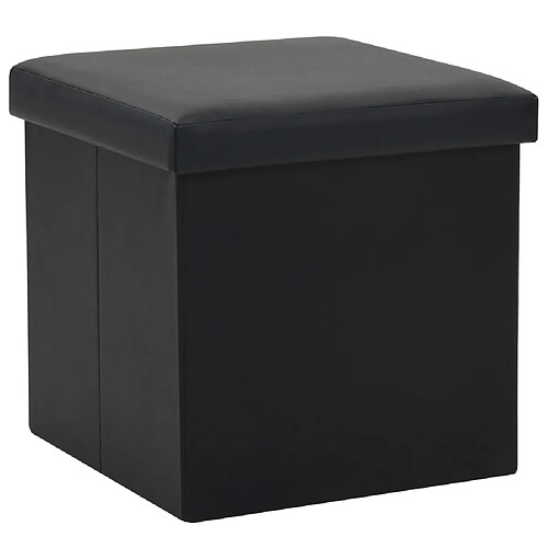 vidaXL Tabouret de rangement pliable Noir Similicuir