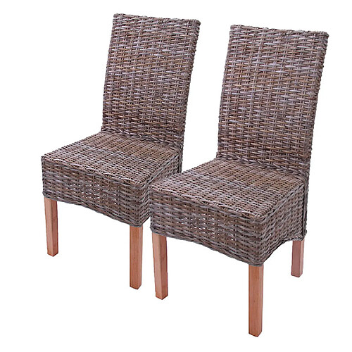 Decoshop26 Lot de 2 chaises de salle à manger Kubu Rattan design rustique rotin marron 04_0000178