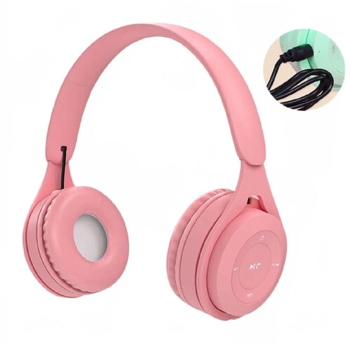 Universal Écouteurs de jeux Bluetooth rose nouveau casque stéréo casque filaire avec microphone casque pliable support carte TF pour MP3 PC téléphone mobile | Écouteurs Bluetooth