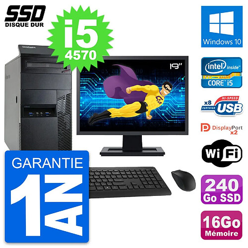 PC Tour Lenovo M93p Ecran 19" Intel i5-4570 RAM 16Go SSD 240Go Windows 10 Wifi · Occasion