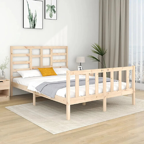 vidaXL Cadre de lit bois massif 120x190 cm petit double