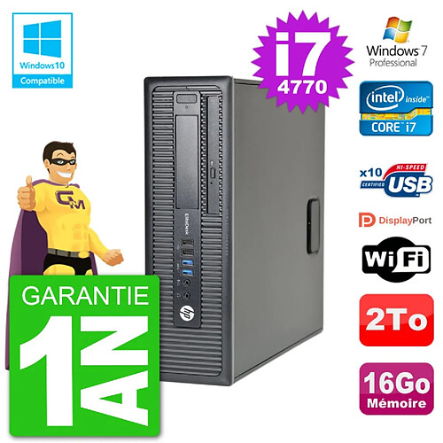 PC HP EliteDesk 800 G1 SFF i7-4770 RAM 16Go Disque 2To Graveur DVD Wifi W7 · Occasion