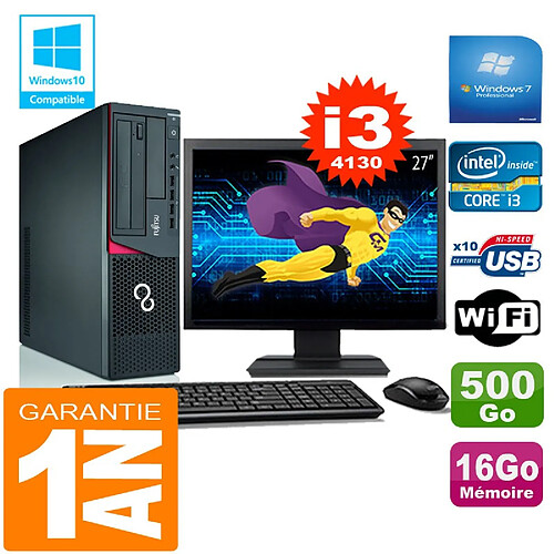 PC Fujitsu Esprimo E720 E85+ SFF I3-4130 RAM 16Go Disque 500Go Wifi W7 Ecran 27" · Occasion