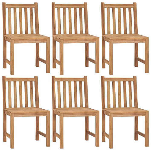 Maison Chic Lot de 6 Chaises de jardin,Fauteuil d'extérieur avec coussins Bois de teck massif -MN32607