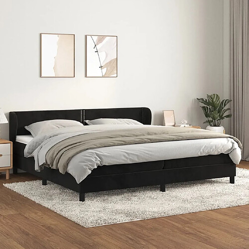 Maison Chic Lit Adulte - Lit simple Lit à sommier tapissier et matelas moelleux - Meuble de Chambre - Noir 200x200 cm Velours -MN58540