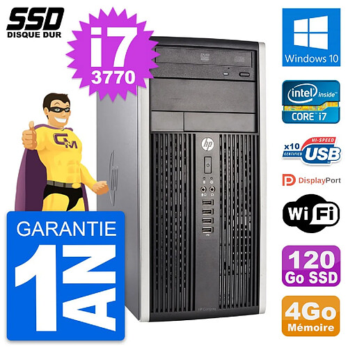 PC Tour HP Compaq Pro 6300 CMT Intel i7-3770 RAM 4Go SSD 120Go Windows 10 Wifi · Occasion