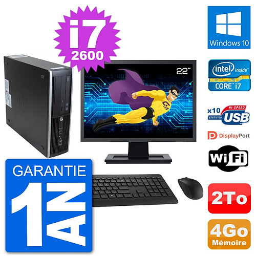 PC HP 8300 SFF Ecran 22" Intel i7-2600 RAM 4Go Disque Dur 2To Windows 10 Wifi · Occasion