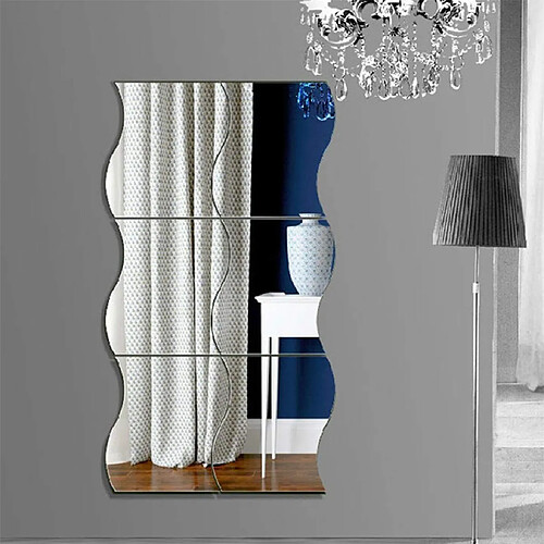 1 Set Miroir Stickers Muraux Décoration de La Maison DIY Art Vague Miroir Stickers Muraux