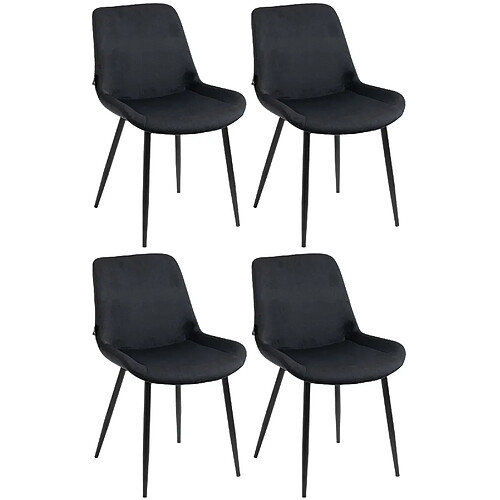 Decoshop26 Set de 4 chaises de salle à manger design moderne en velours noir et pieds métal noir mat 10_0001840