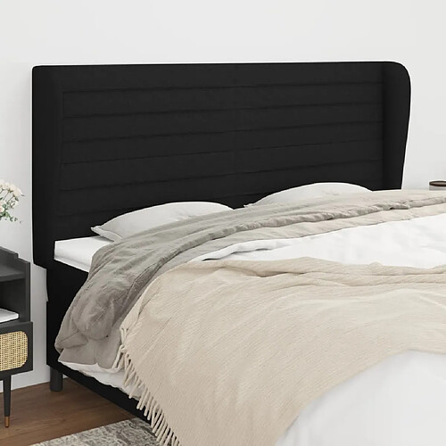 Maison Chic Tête de lit scandinave avec oreilles,meuble de chambre Noir 163x23x118/128 cm Tissu -MN43718