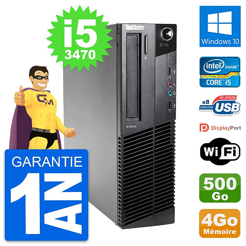 PC Lenovo ThinkCentre M82 SFF Intel i5-3470 RAM 4Go Disque 500Go Windows 10 Wifi · Occasion