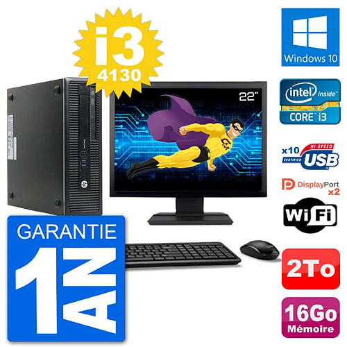 PC HP 800 G1 Ecran 22" Core i3-4130 RAM 16Go Disque 2To Windows 10 Wifi · Occasion