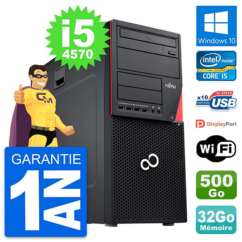 PC Tour Fujitsu Esprimo P720 Intel i5-4570 RAM 32Go Disque 500Go Windows 10 Wifi · Occasion