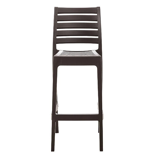 Decoshop26 Tabouret de bar pour intérieur ou extérieur en plastique marron empilable avec repose-pieds10_0000093