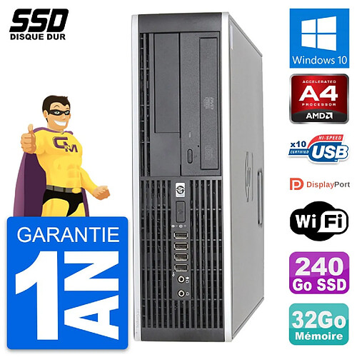 PC HP 6305 Pro SFF AMD A4-5300B RAM 32Go SSD 240Go Windows 10 Wifi · Occasion