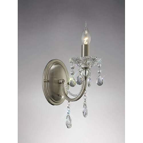 Luminaire Center Applique murale Leana avec interrupteur 1 Ampoule nickel satiné/cristal