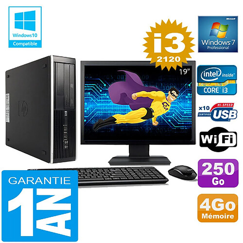 PC HP Compaq 8300 SFF Core I3-2120 Ram 4Go Disque 250 Go Wifi W7 Ecran 19" · Occasion