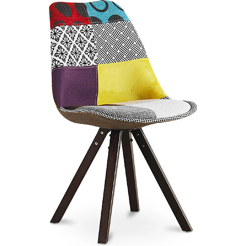 ICONIK INTERIOR Chaise à manger Denisse design scandi rétro pieds foncés - multicolore premium - Patchwork Ray Multicolore