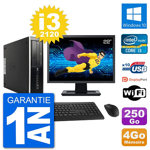 PC HP Compaq 6200 Pro SFF Ecran 22" i3-2120 RAM 4Go Disque 250Go Windows 10 Wifi · Occasion