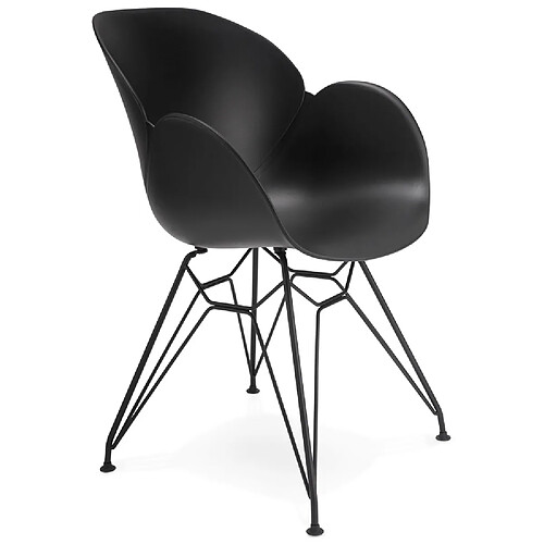 Alterego Chaise design 'SATELIT' noire style industriel avec pieds en métal noir