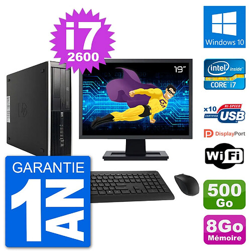 PC HP Compaq Pro 6300 SFF Ecran 19" i7-2600 RAM 8Go Disque 500Go Windows 10 Wifi · Occasion