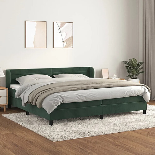 Maison Chic Lit Adulte - Lit simple Lit à sommier tapissier et matelas moelleux - Meuble de Chambre - Vert foncé 200x200cm Velours -MN97300