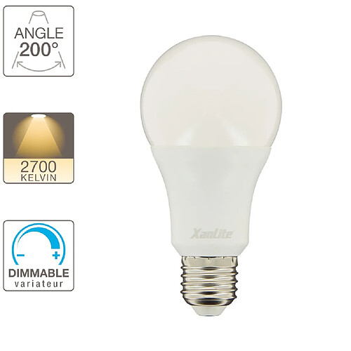 XanLite Ampoule LED standard A70, culot E27, 15W cons. (100W eq.), blanc chaud, dimmable