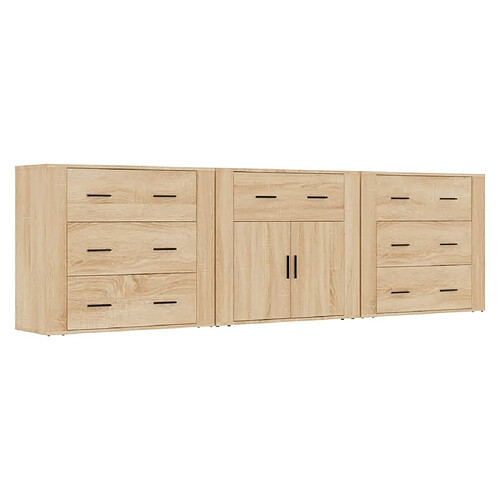 Maison Chic Lot de 3 Commode Buffet - Meuble de rangements Chêne sonoma Bois d'ingénierie -GKD73027