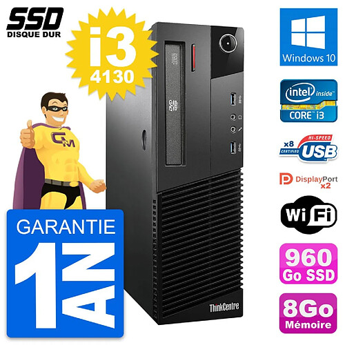 PC Lenovo ThinkCentre M93p SFF Intel i3-4130 RAM 8Go SSD 960Go Windows 10 Wifi · Occasion