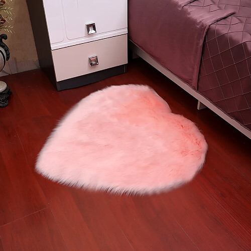 LUUCOZK Tapis Moelleux en Fausse Fourrure Tapis Shaggy pour Chambre à Coucher Salon-Rose Clair-40x50 cm (forme de coeur)