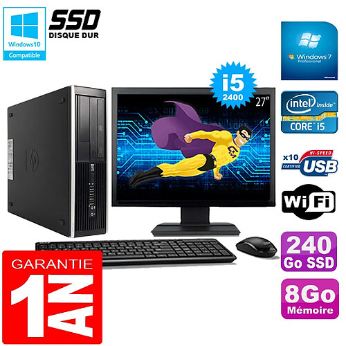 PC HP Compaq Pro 6300 SFF I5-2400 8Go 240Go SSD Graveur DVD Wifi W7 Ecran 27" · Occasion