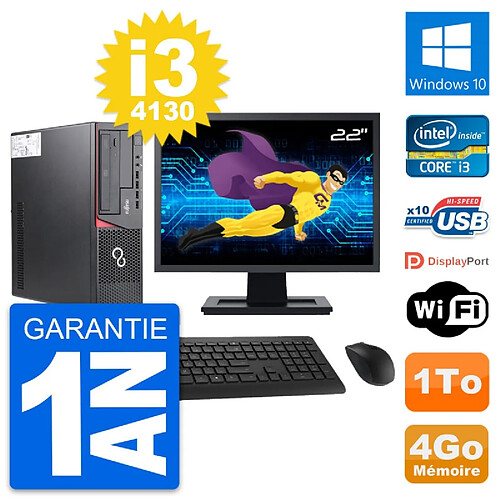 PC Fujitsu E720 DT Ecran 22" Intel i3-4130 RAM 4Go Disque 1To Windows 10 Wifi · Occasion