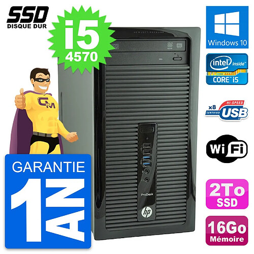 PC Tour HP ProDesk 400 G1 Intel Core i5-4570 RAM 16Go SSD 2To Windows 10 Wifi · Occasion