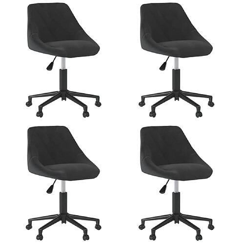 vidaXL Chaises pivotantes à manger lot de 4 noir velours