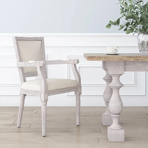 Maison Chic Chaises à manger,Chaise pour cuisine beige lin -MN42496