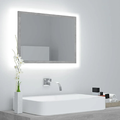 Maison Chic Miroir à LED,Miroir Lumineux LED de salle de bain Gris béton 60x8,5x37 cm Acrylique -MN86222