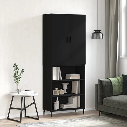 vidaXL Buffet haut Noir 69,5x34x180 cm Bois d'ingénierie