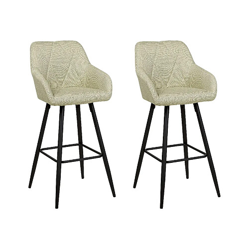 Beliani Tabouret de bar Set de 2 Tissu Vert clair DARIEN