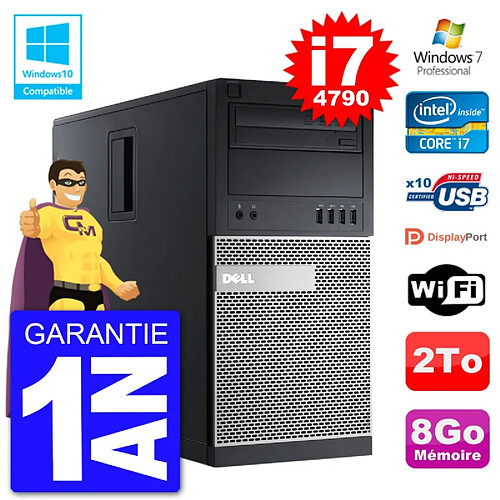 PC Tour DELL 9020 Intel Core I7-4790 RAM 8Go Disque Dur 2To Graveur DVD Wifi W7 · Occasion